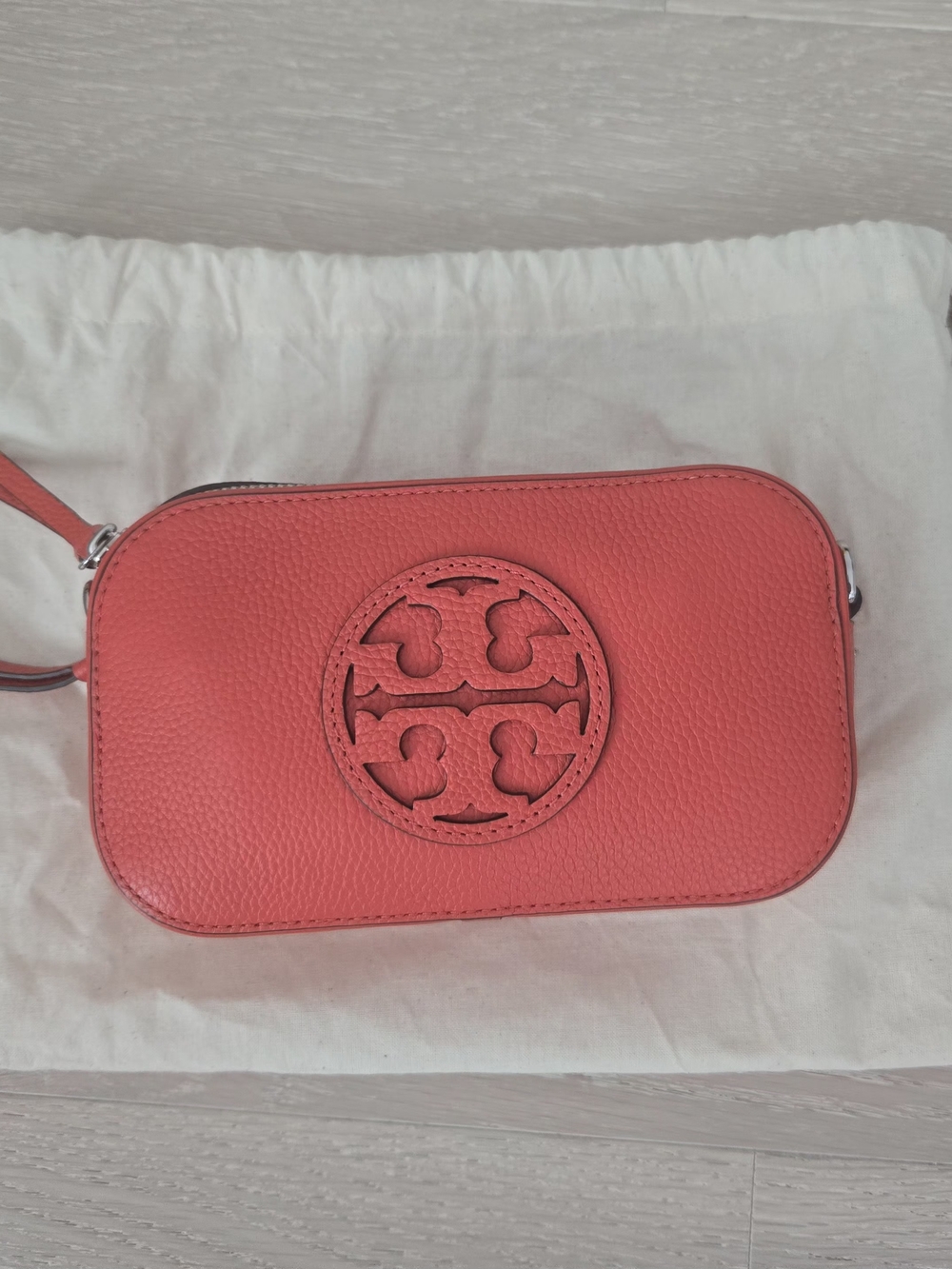 Tory Burch Poppy Red Pebbled Leather Crossbody Bag